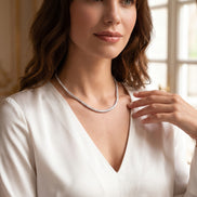 Classic Tennis Necklace - White Moissanite