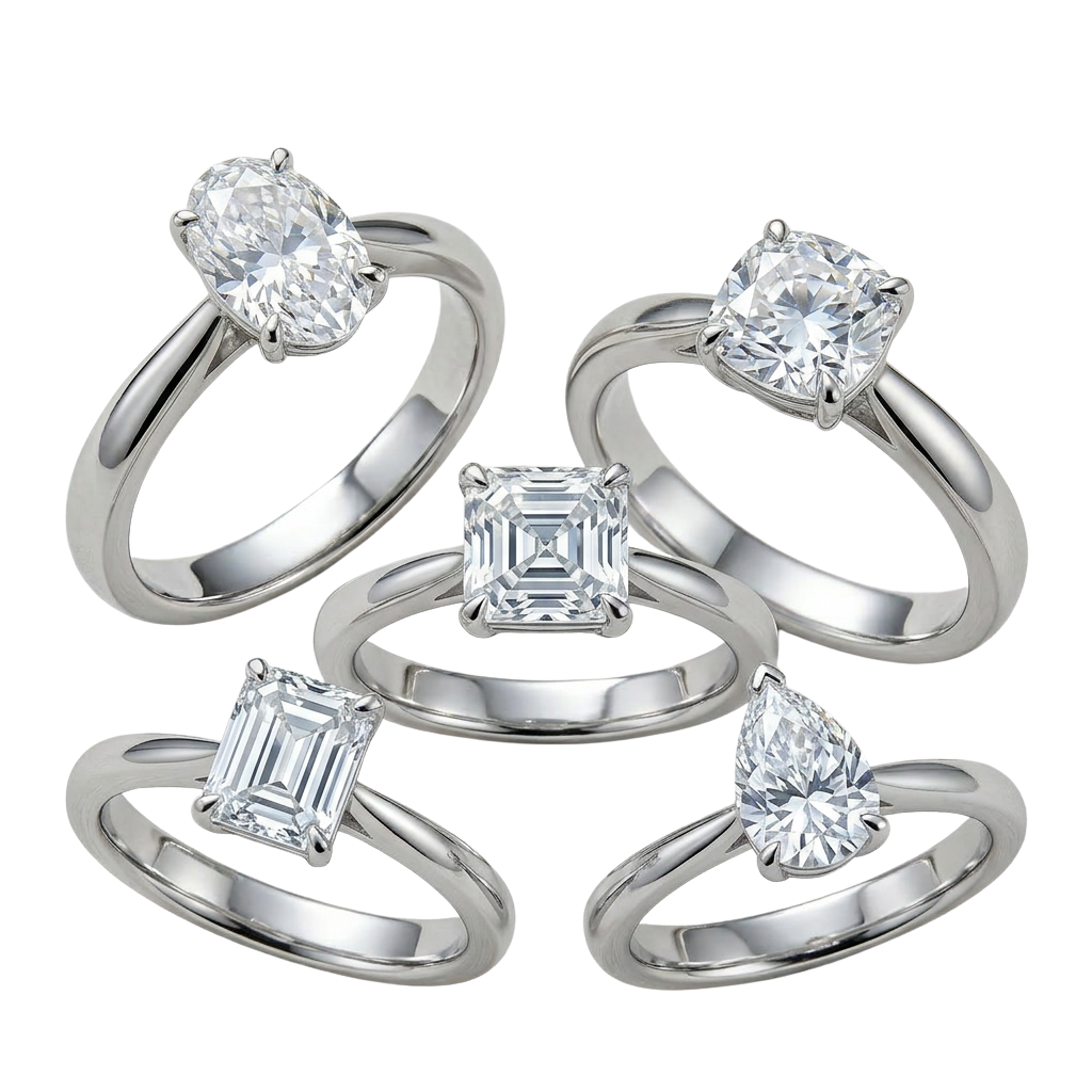 Bespoke Solitaire Rings in Moissanite